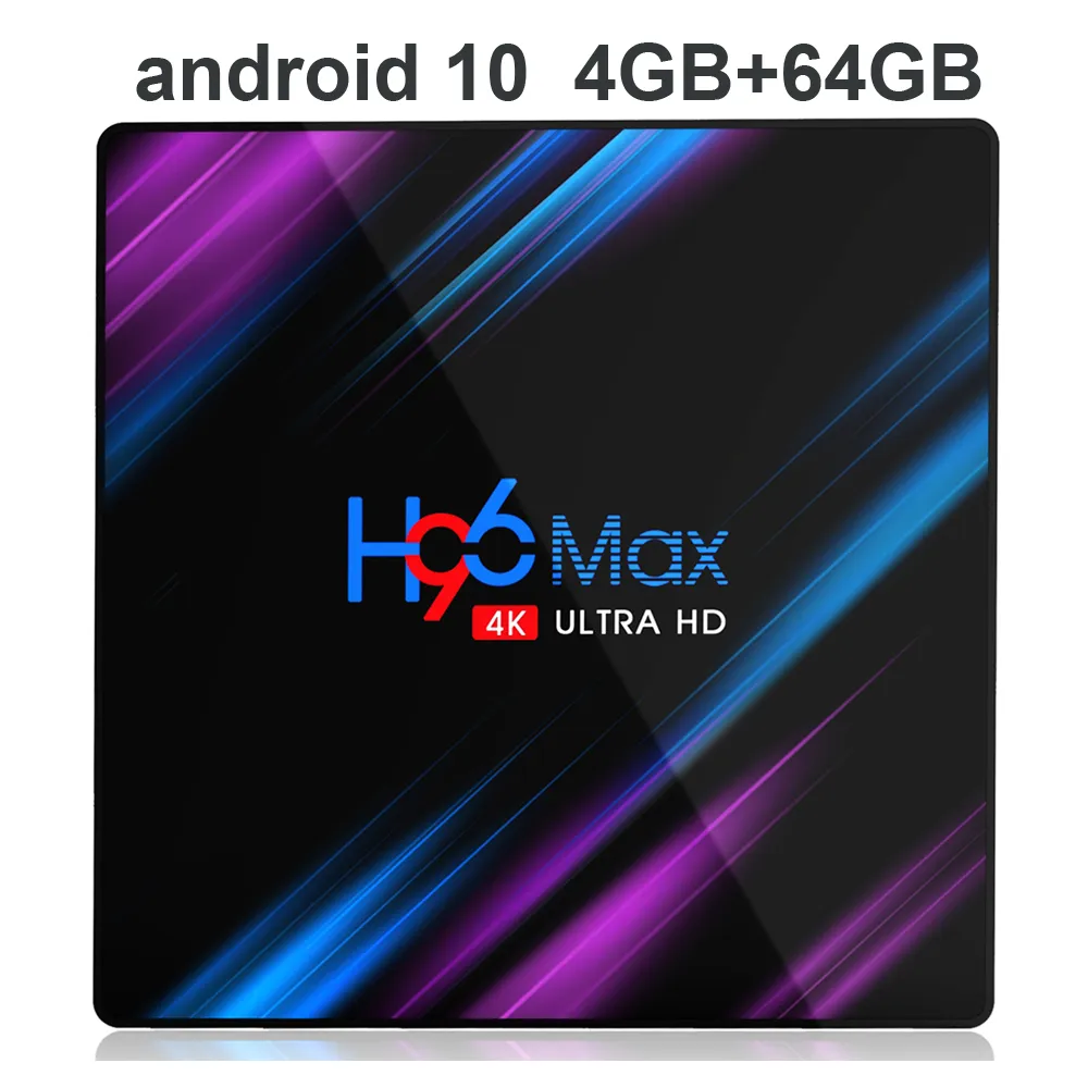 H96 Max Android 10 TV Box 4 GB 64 GB RK3318 2.4G 5G Dual Brand WiFi BT4.0 4K Zestaw Top Stream Media Player