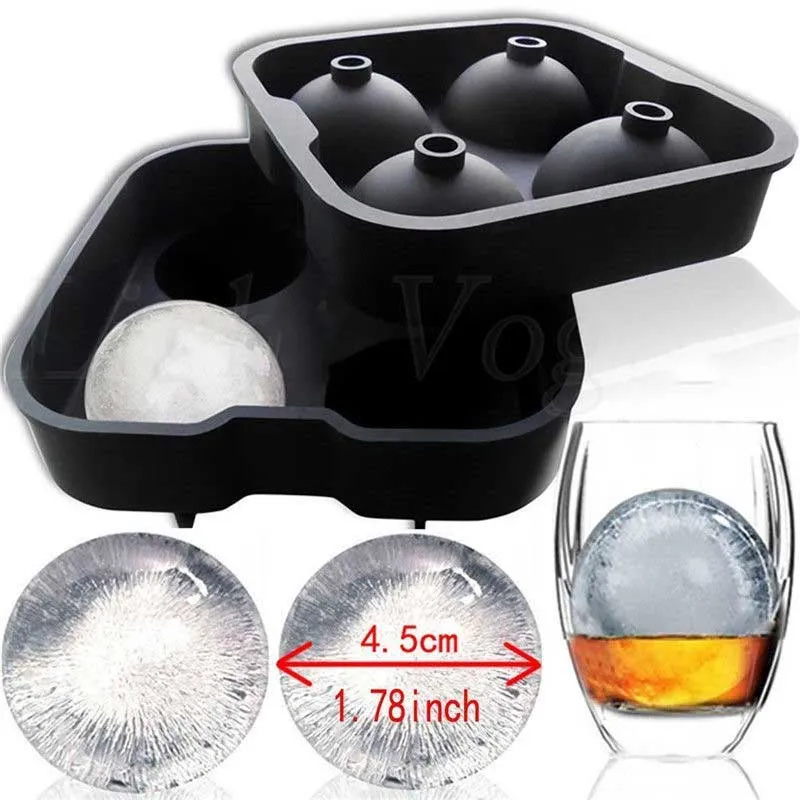 4 Buraco Ice Cream Bola Criador Whiskey Sphere Big Rodada Bola Silicone Ice Bola Cube Ice Cube tijolo Criador Bar Acessórios