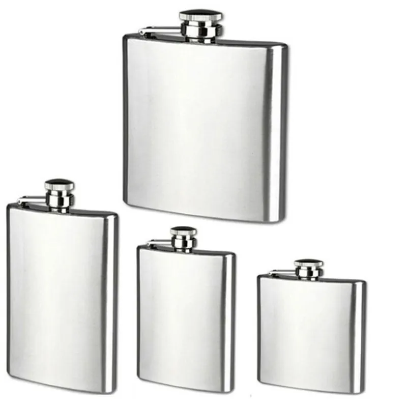 Bottle Whisky Stainless Steel Wine Hip Flask 1/5/7/8oz Travel Alcohol Whisky Pocket Hip Flask Silver Alcohol Bottles