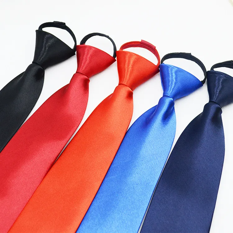 Zipper neck tie 45*5cm 40 solid colors Lazy necktie for Men's Wedding Party Father's Day Christmas gift Free TNT Fedex