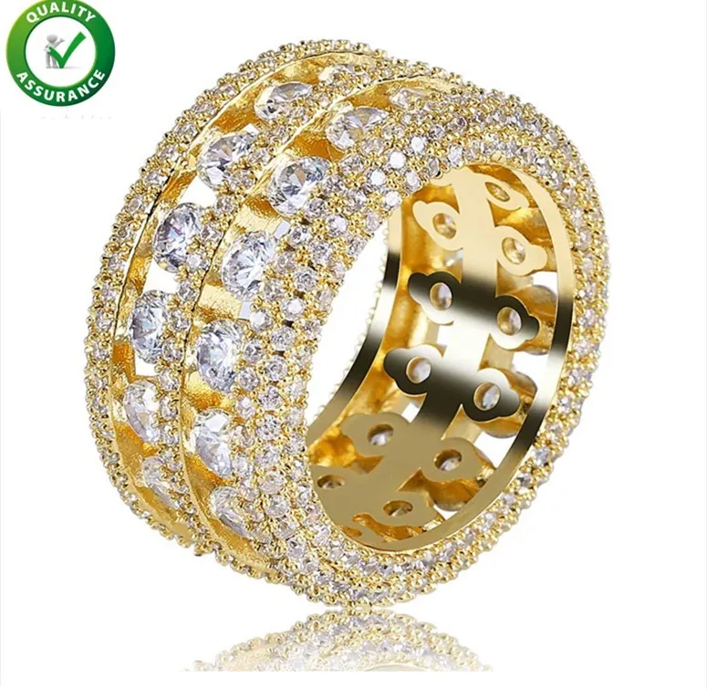 Herrengoldringe Luxus Designer Hip Hop Schmuck Euro Out Diamant Ring Für Männer Engagement Hochzeit Liebes Fingerring Marken Meisterschaft Frauen
