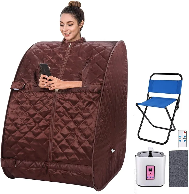 Sauna portable pour une personne avec télécommande Sauna à vapeur personnel 2L Sauna thérapeutique Spa à domicile pour la perte de poids Detox Relaxation slim