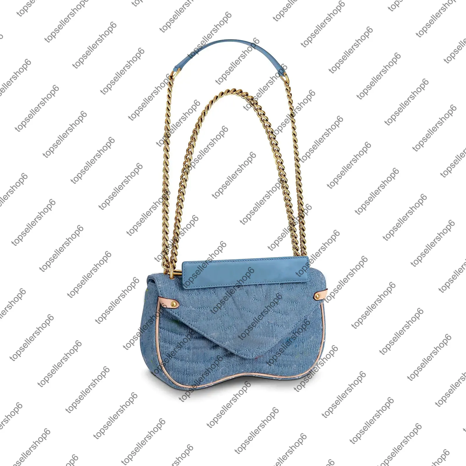 M53692 onda bolsa de corrente mm mulheres lona flores flor denim bolsa bolsa corrente ouro alça ombro saco crossbody noite bolsa