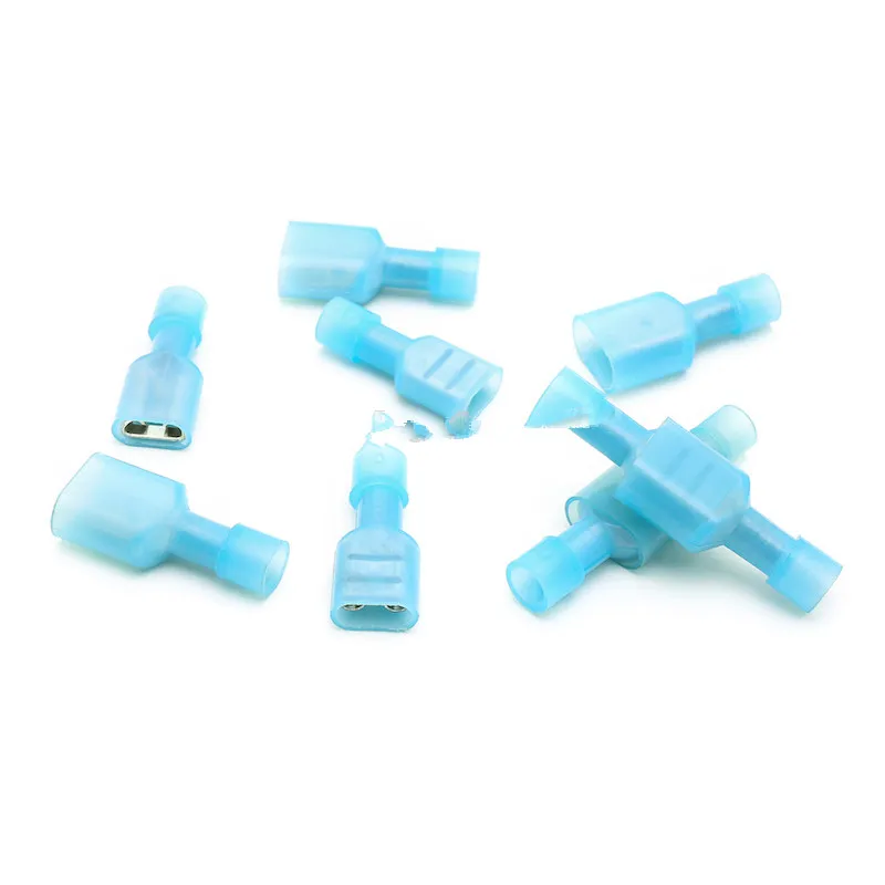 Freeshipping 500PCS Fully Insulated Male Female Butt Terminal Crimp Electrical Connector Nylon Red FDFN / MDFN 2-250 Blue