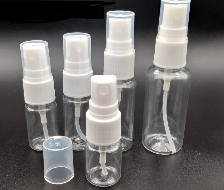 50pcs / lot Taşınabilir küçük Şeffaf Plastik Boş Sprey Şişe Doldurulabilir şişeler 5ml / 10ml / 20ml / 30ml