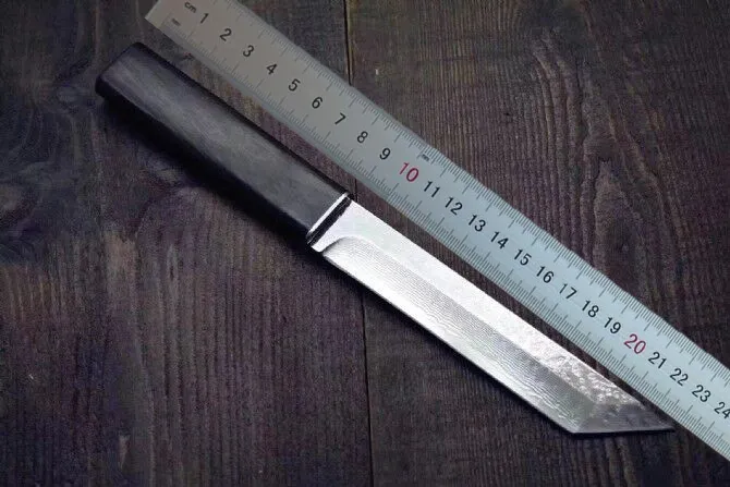 Yüksek Kaliteli Katana Koleksiyonu Bıçak VG10 Şam Steel Tanto Blade Abanoz Kolu Ahşap Kılıf ile Sabit Bıçaklar Bıçaklar