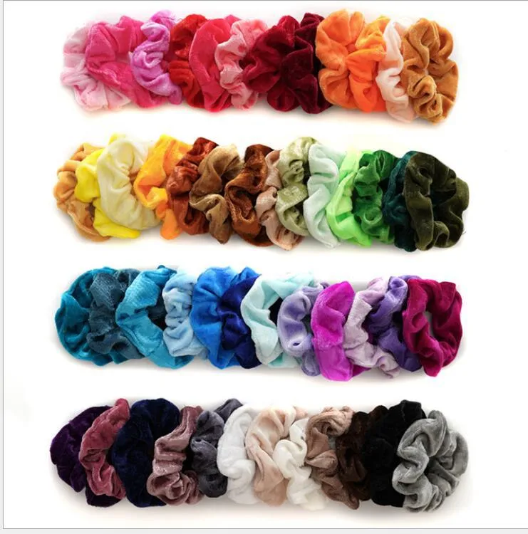 42 colori Solid Ponytail Holder Scrunchies per capelli Fasce elastiche in velluto Scrunchy Cravatte Corde Scrunchie per donne e ragazze