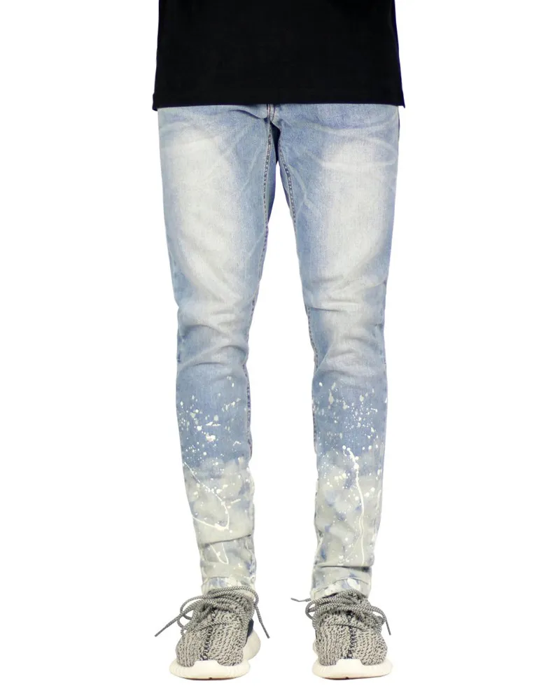 Moda rozpryskiwania tuszem Designer Men Jeans Wiosna Zipper Slim Fit Ołówek Spodnie Jean Spodnie