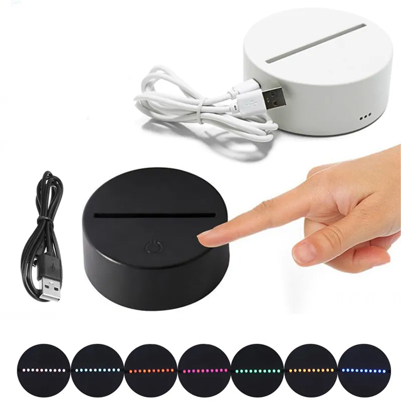 Base de lámpara LED de luz 3D USB Touch 7 interruptor de cambio de color LED 3D ilusión luces nocturnas para dormitorio habitación infantil sala de estar Bar