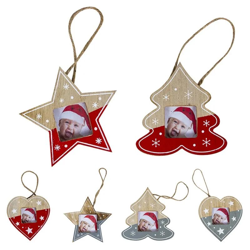 크리스마스 트리 장식 매달려 나무 그림 프레임 밧줄 크리 에이 티브 크리스마스 트리 매달려 심장 별 나무 디자인 장식품