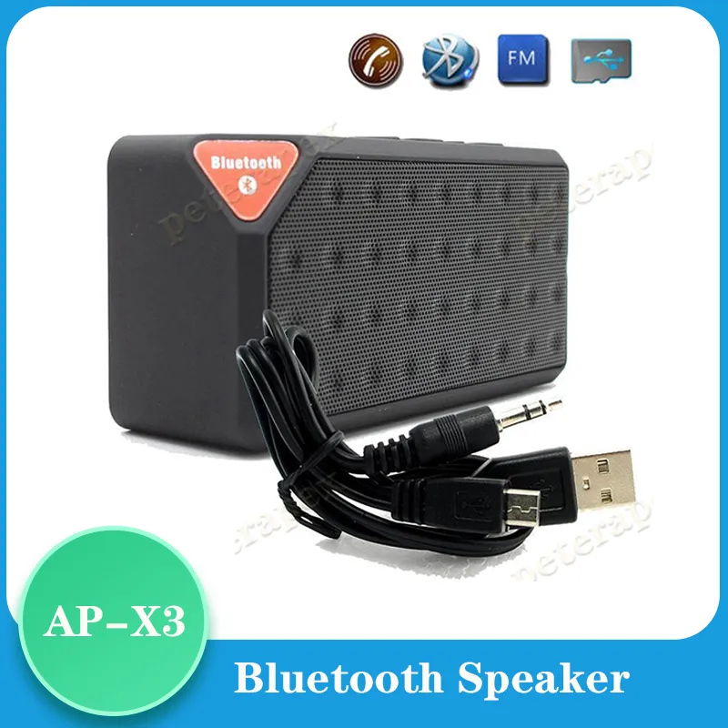 Bluetooth -högtalare X3 Style TF USB FM trådlös bärbar musikljudlåda Subwoofer högtalare med mic caixa de som