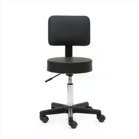 Mode Gratis Verzending Groothandel Hot Sales Ronde Vorm Plastic Verstelbare Salon Kruk met Back Black