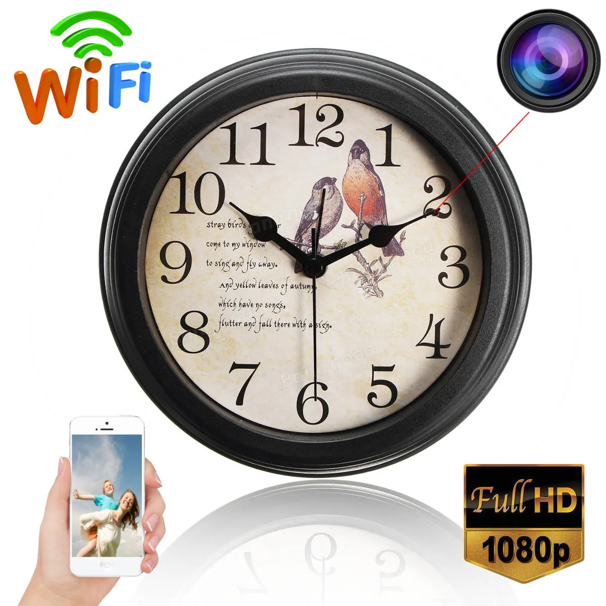 WiFi Wireless Wall Clock Camera Full HD 4K/1080P Round Table Clock IP Camcorder With Motion