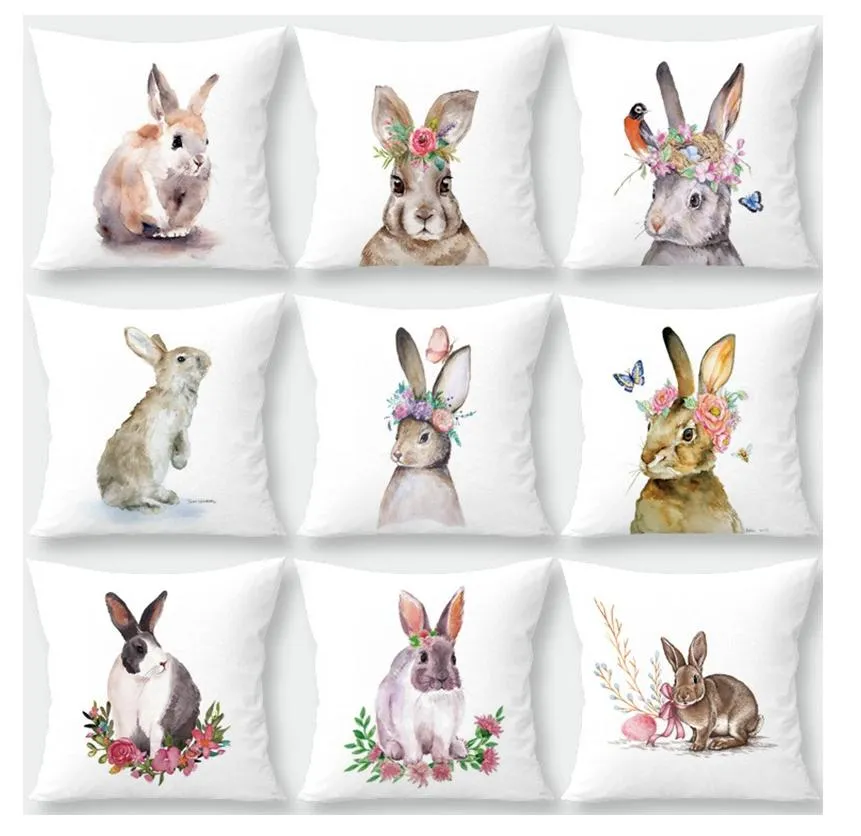 Nieuwste paasdag konijnen konijn perzik huid fluweel kussens kussens kussensjaren Crossborder hete verkoop sofa taille kast kussen deksel kussen 42x42cm