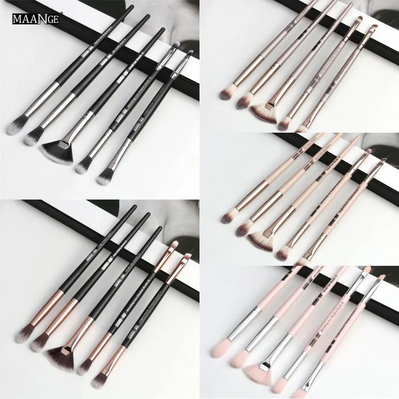 MAANGE 6 pièces ensemble de pinceaux de maquillage Pro poudre fard à paupières Eyeliner mélange de sourcils correcteur ombrage maquillage brosse trousse à outils cosmétique