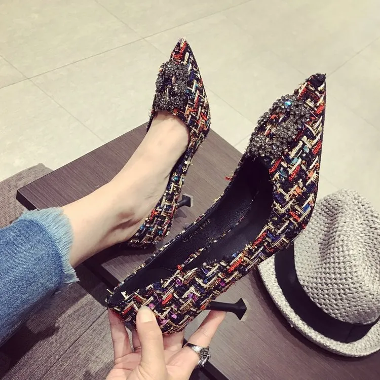 Casual Shoes High-heeled Shoes 2019 New Autumn Single-layer Shoes Shallow-mout Professional Women's Shoes