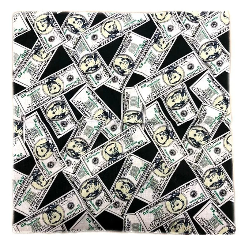 55 * 55cm 순수한 면화 헤드 스카프 다기능 제곱 스카프 품종 헤드 스카프 미국 달러 및 달러 지폐