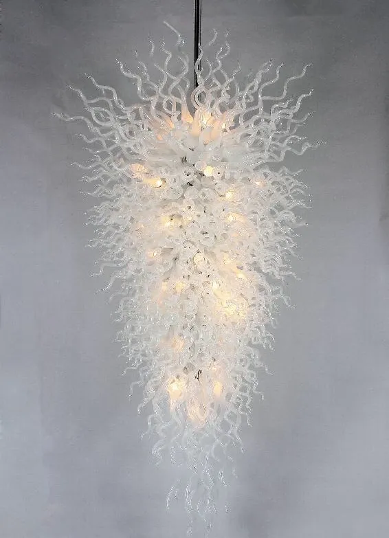 Lampes lustres en verre soufflé à la main éclairage couleur blanche salon art décor LED pendentif lumière