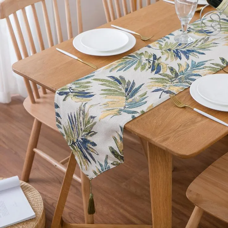 Country Leaf Design Table Runner Jacquard Fabric Runners Bröllopsfest Cloth Hotel levererar modern heminredning