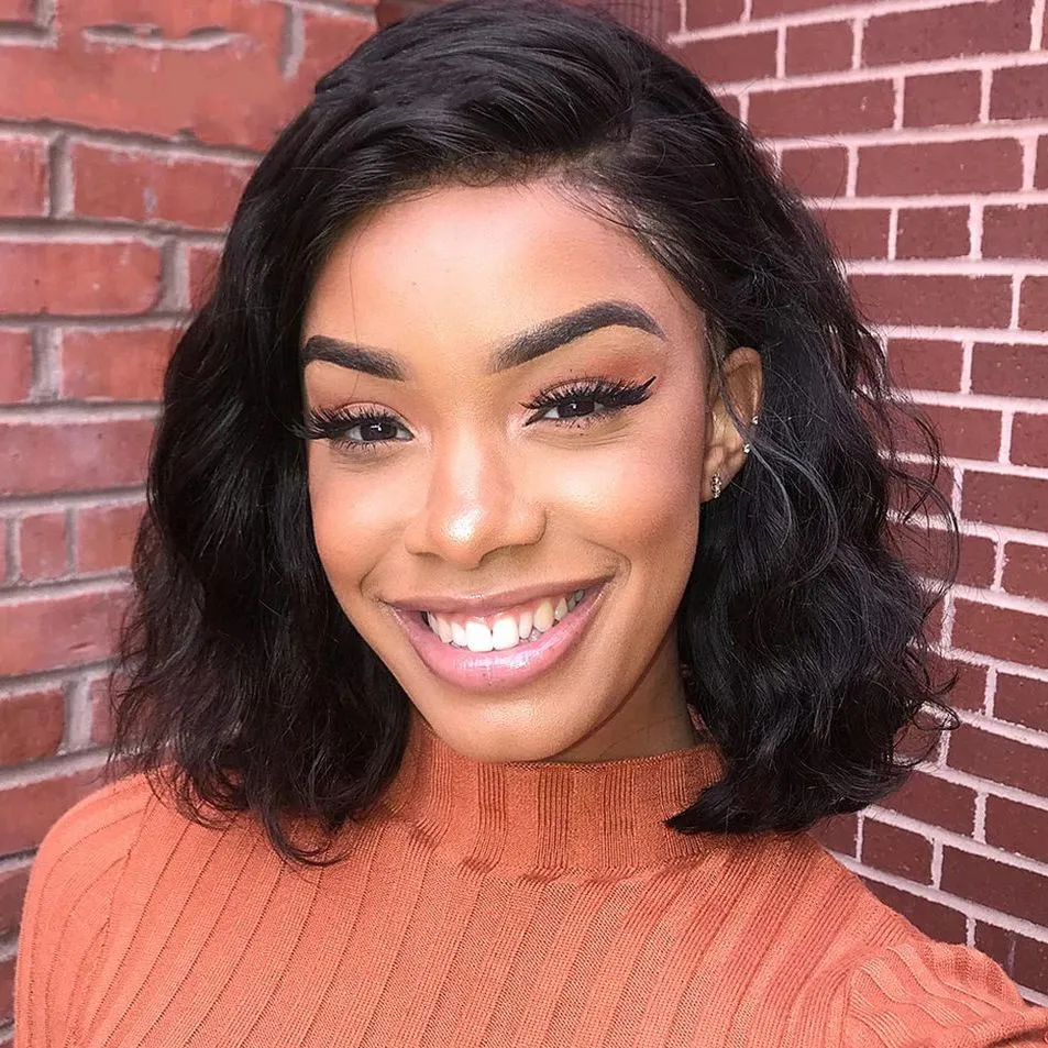 Brazilian Lace Front Wigs with Baby Hair Natural Wave Human Hair Short Bob Wig for Women 130% Density