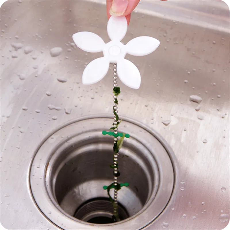 Flower Bead Chain Sewer Cleaning Airflow Hooks Efficient Sink Hair