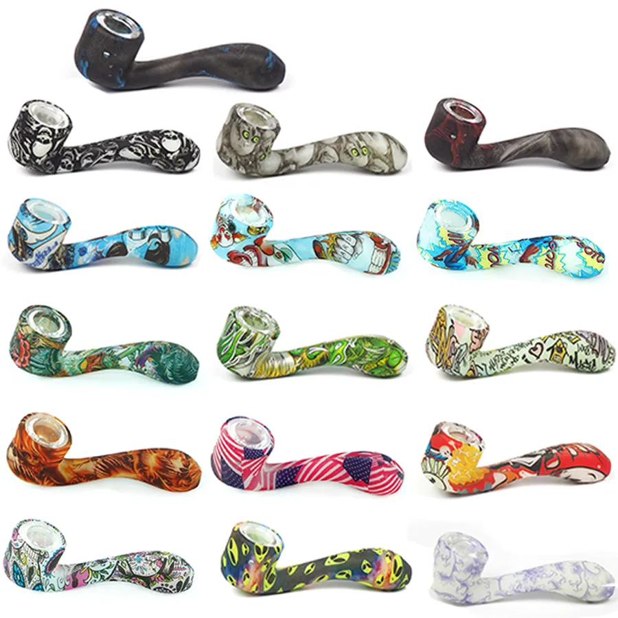 Glow In the Dark Spoon Pipes Pipes Pipe per fumare Colorful Ultimate Tobacco Tobacco Glass Oil Herb Hidden Bowl