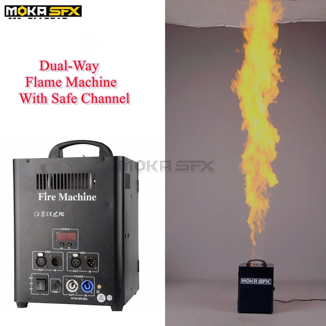 Moka sfx 200w dmx dmx machine de feu de 1 à 4 mètres de flamme projecteur spray pour l'équipement d'effet de scène de spectacle de dj