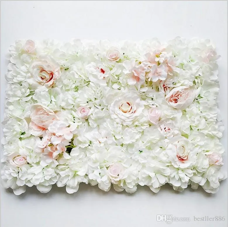 Blumenwand 40x60cm Seidenrose Kunstblumen Hochzeitsdekoration weiß rosa romantisch für Hochzeitshintergrunddekoration