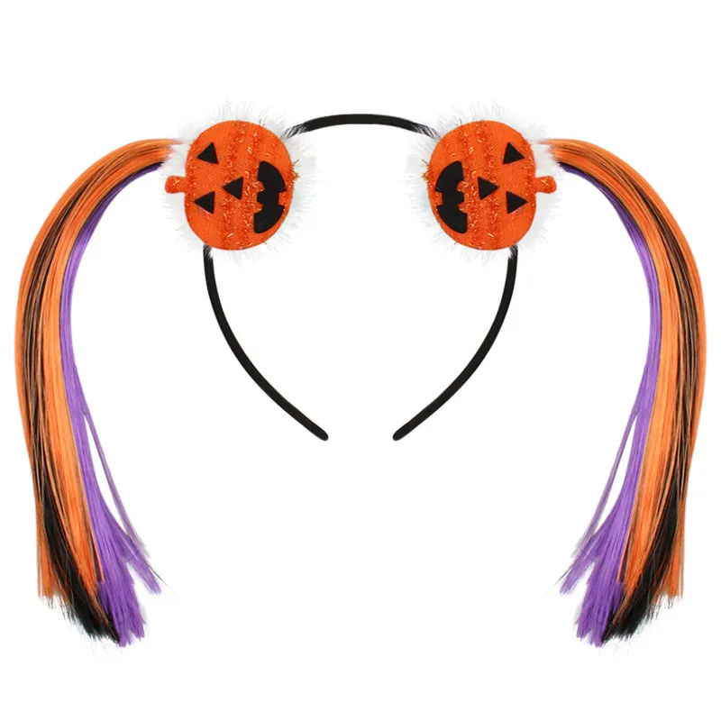 Menina Headband Halloween engraçado abóbora Faixa de Cabelo com peruca laranja roxa Rabo Boutique Cosplay cabelo varas Acessórios