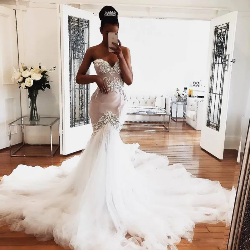 Satin and tulle mermaid wedding dress cheap