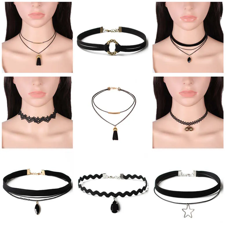 Choker krage nackkedja kombination kostym kvinnlig spets halsband kostym dan219 mix order halsband chokers