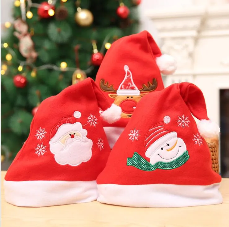 Natal chapéus de Papai Noel chapéus do partido para o Papai Noel Costume Decoração de Natal Para Cap Bordados Adulto Crianças