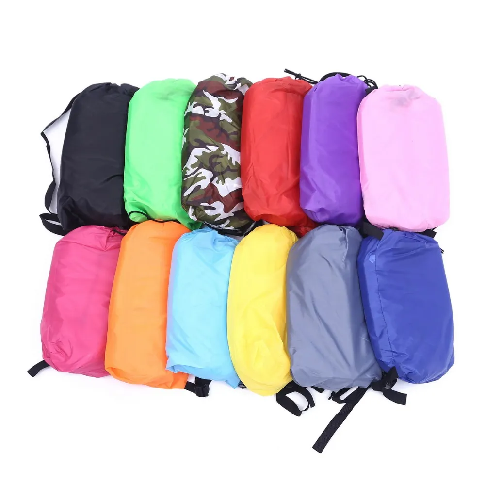 Drop shipping Top Fast Inflatable Lazy bag Sleeping Air Bag Camping Portable Air Sofa Beach Bed Air Hammock Nylon Banana Sofa