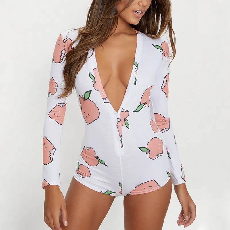 Léopard Sexy Onesies Pyjamas femmes vêtements de nuit adultes à manches longues court pizama damska Lingerie grande taille vêtements de nuit pyjamas d'été