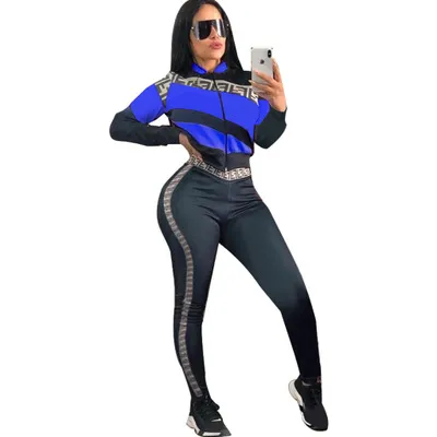 Fashion Women Clothes Suits Long Sleeved Women Tops Tracksuits Famale Club Clothing Fitness Sets Wholesale