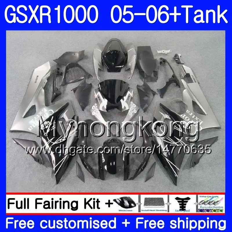 +Tank For SUZUKI GSXR 1000 1000CC GSX R1000 2005 2006 Bodywork silvery black 300HM.34 GSX-R1000 GSXR-1000 1000 CC K5 GSXR1000 05 06 Fairing