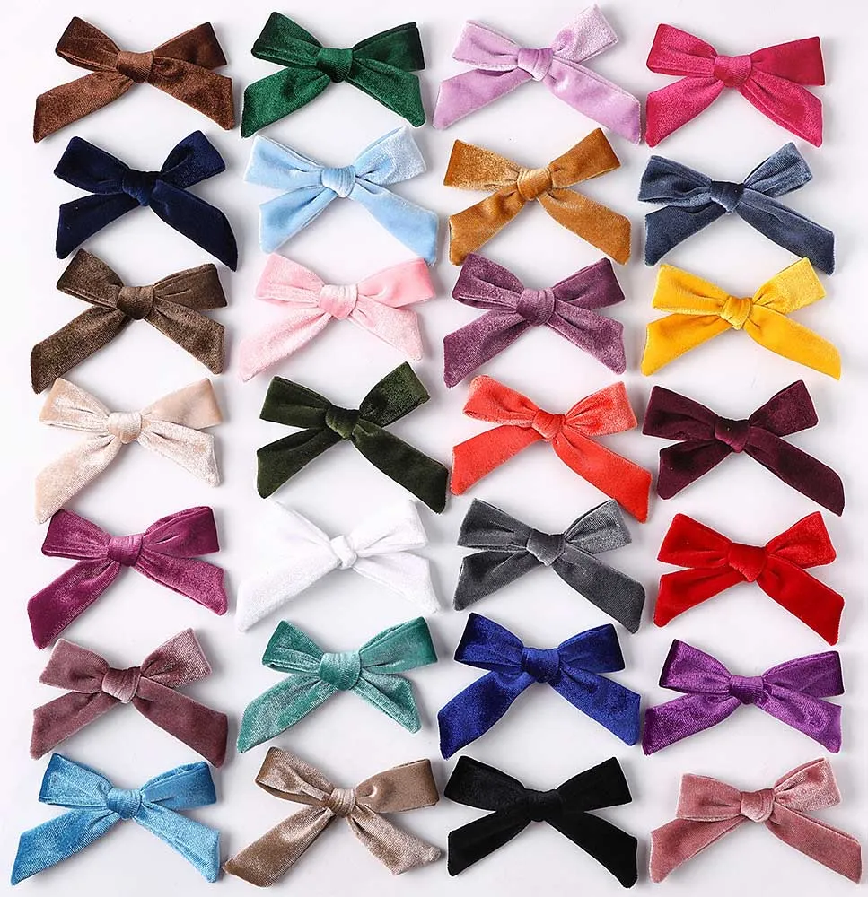 28 color product explosion Korean velvet baby bow hair clip winter soft flannel children cute hair Accessories P084