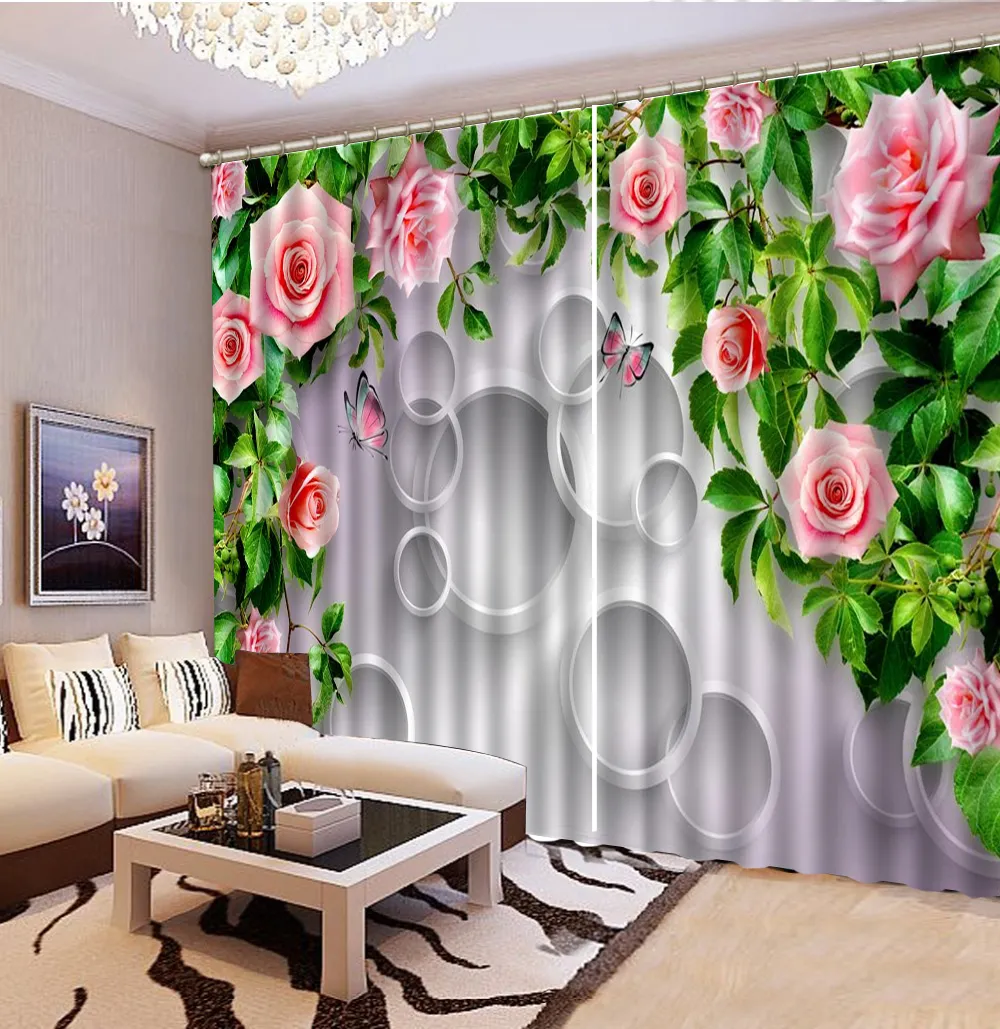 Living Room With Attractive Floral Curtains