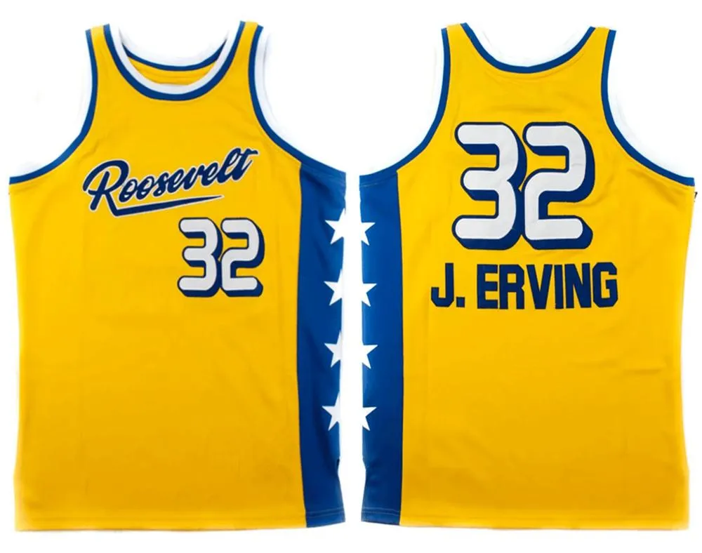 Roosevelt High School Julius Dr. J Erving #32 Retro Basketball Jersey Men's Ed Número personalizado Nome das camisas