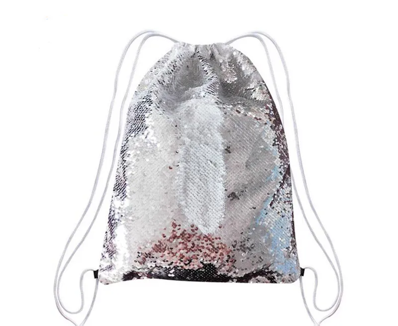 50pcs 45x35cm Sublimation Sequins Blank Backpack Drawstring Bags Outdoor Sports Glitter hot transfer printing DIY Consumables