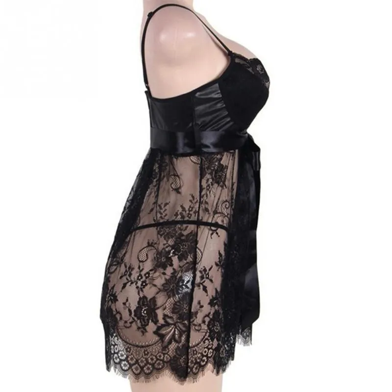 Black Lace Plus Size Babydoll Lingerie Sexy Transparent Transparent Lace  Sleepwear Dress With Hollow Out Chemise Underwear For Women C19010801 From  Shen8401, $9.05