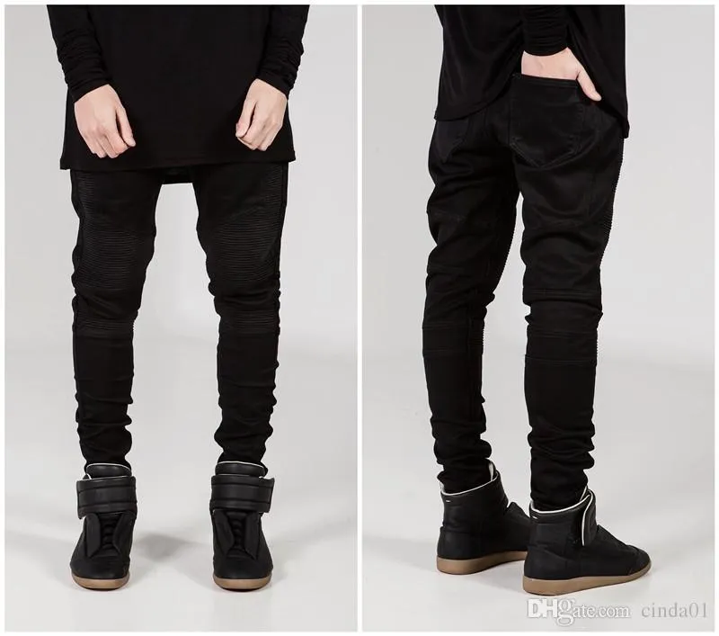 High Street Men Biker Jeans Giyim Rock Kentsel Y ld z Tasar mc s Denim Moda Pantolon