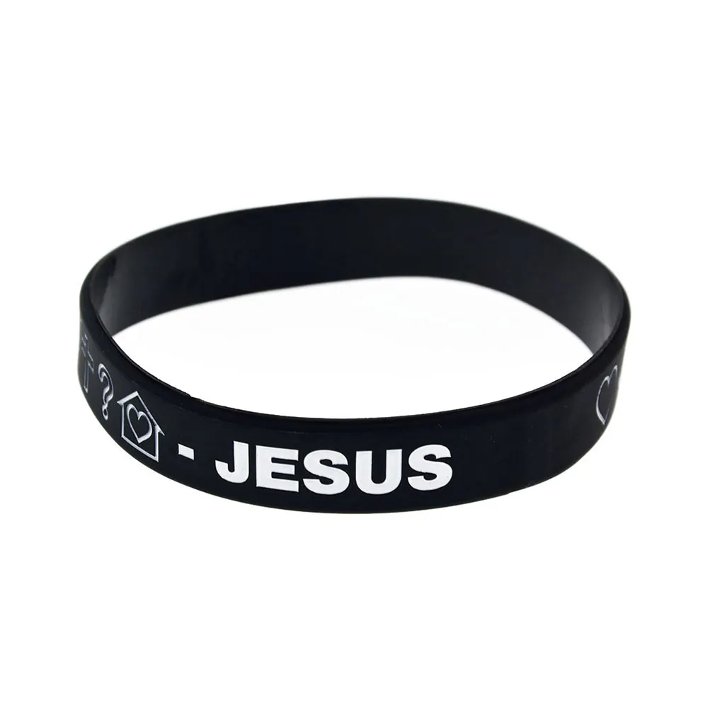 1PC Love Sad Pray Jesus Silicone Rubber Bracelet Soft And Flexible no Genden Religious Faith Jewelry