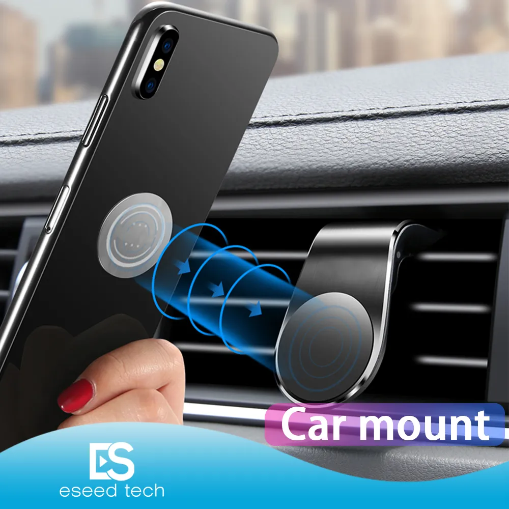 Magnetic Car Phone Holder Mount Stand for iPhone Samsung Huawei L-Type Car Air Vent Mobile for Phone Universal with Retail Package
