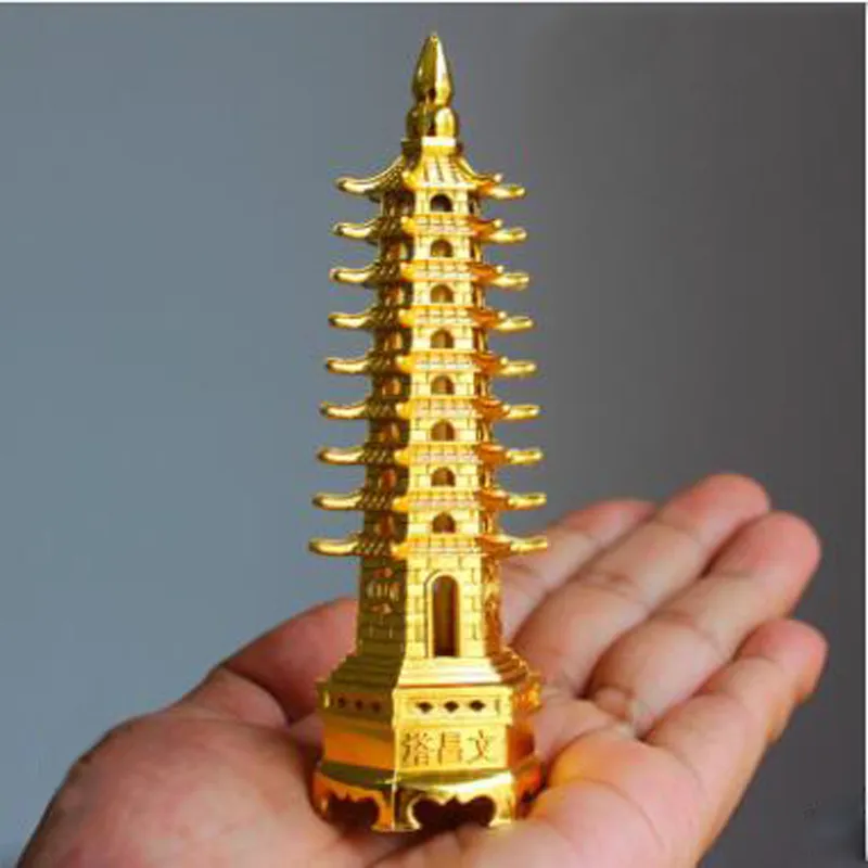 Feng shui liga de zinco 3d modelo china wenchang pagoda torre torre artesanato estátua lareira decoração handicraft