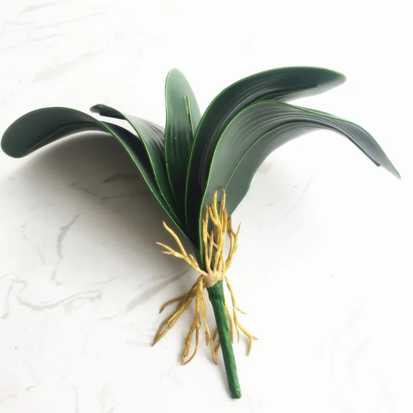 Foglia di orchidea Pianta verde 26 cm Farfalla artificiale Mazzo di foglie di orchidea 5 petali di foglie per mazzo per accessori per composizioni floreali