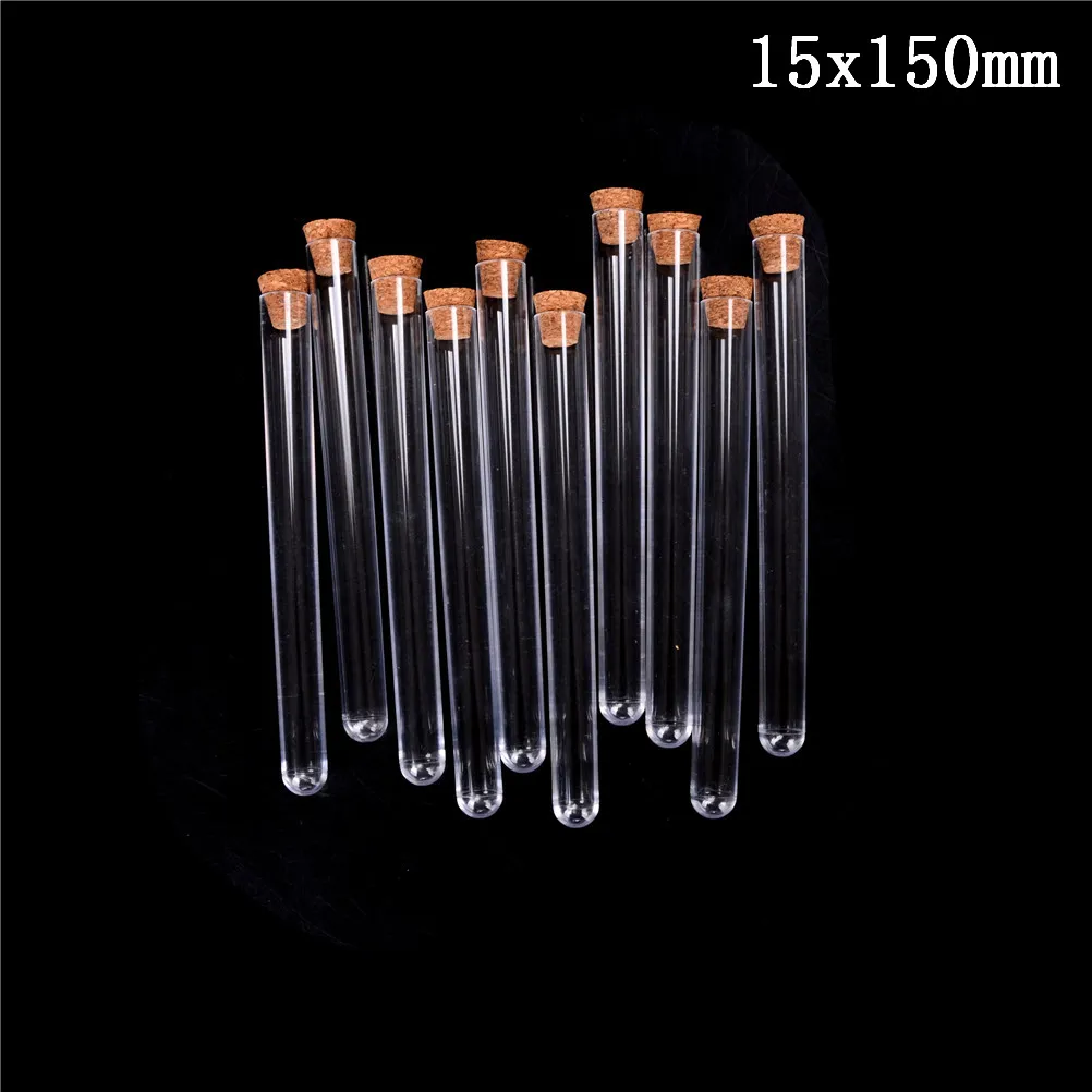 Lab Supplies Tube Cork Experiment Refillable Plastic 20ml 10pcs 15x150mm With Clear 6-inch Gift Bottle Test Favor