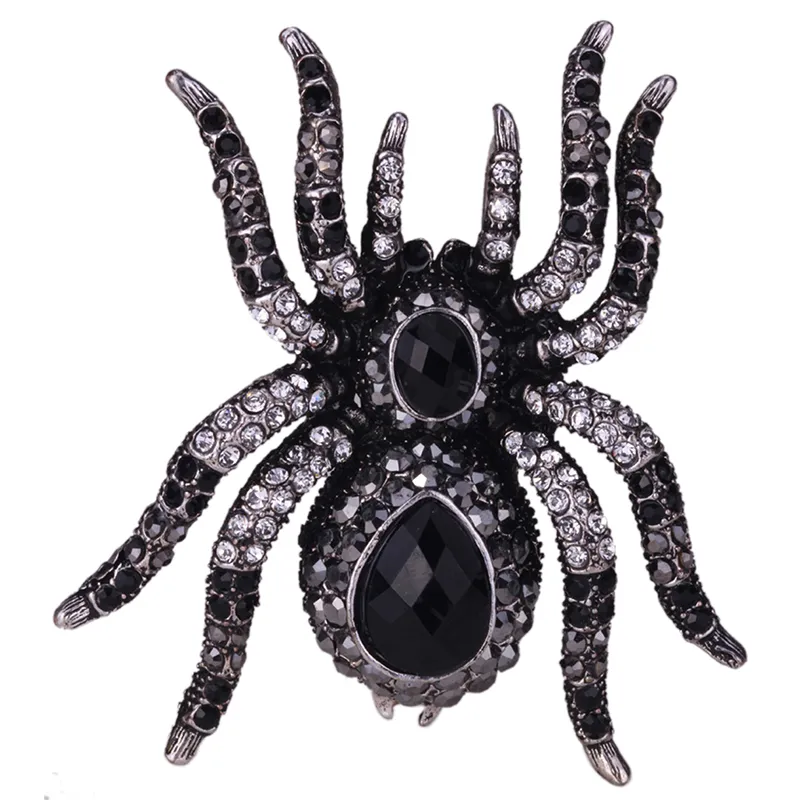 Spider Stretch Ring Scarf Clasp Halloween Party Gothic Smycken Gifts Charms Kvinnor Tjejer Antik Silver Black Dropshipping