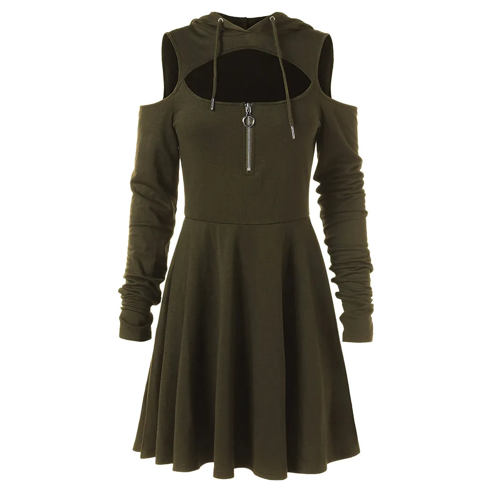 Fashion Cold Shoulder Women Dresses Female Open Shoulder Long