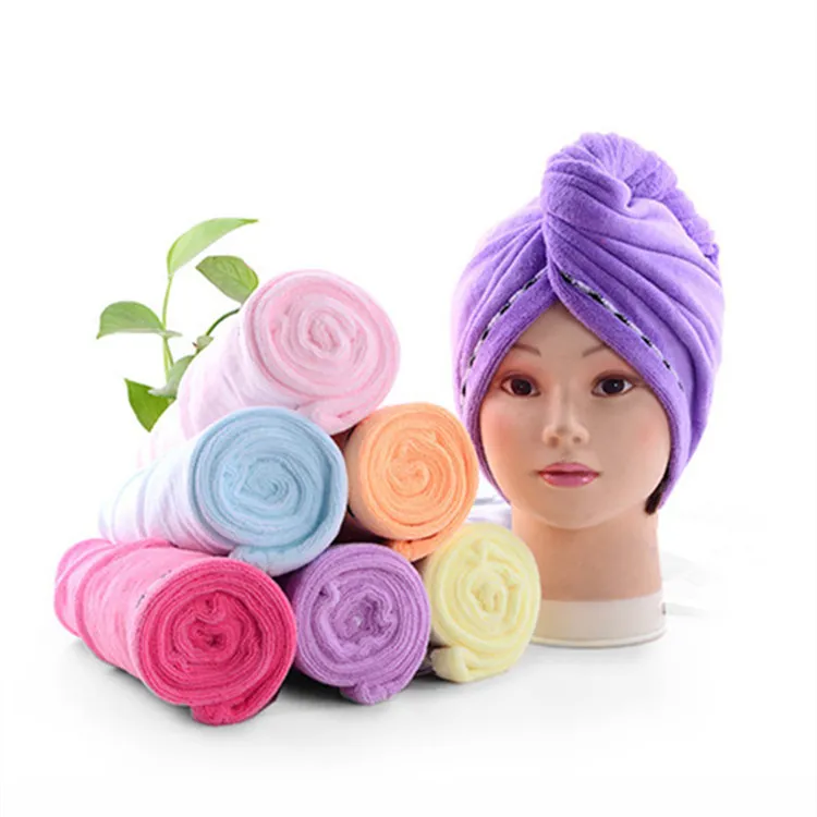 Bonnets de douche colorés pour adultes pour bonnet de cheveux à séchage rapide magique Serviette en microfibre Séchage Turban Wrap Chapeau Caps Spa Bonnets de bain Salle de bain T2I5789